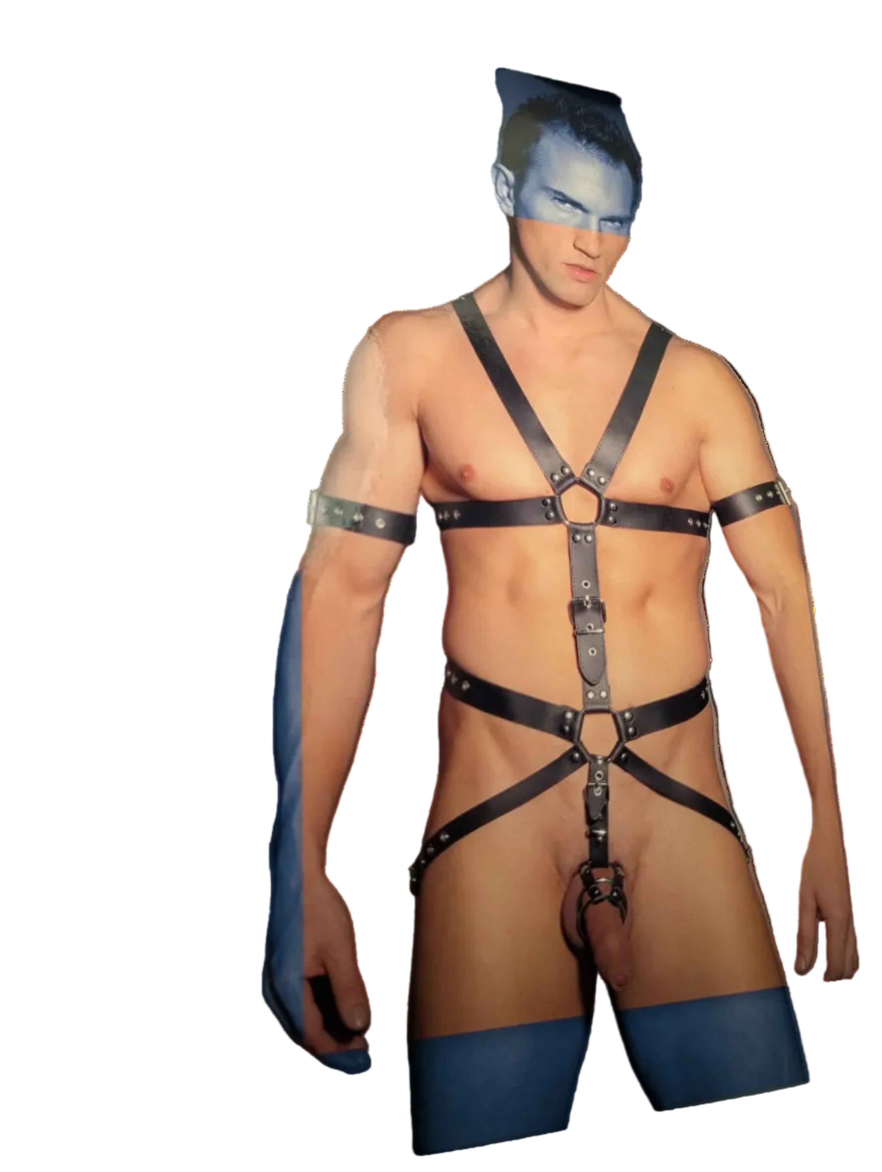 ZADO Men’s Leather Harness with Cock Ring – Real Leather L-XL