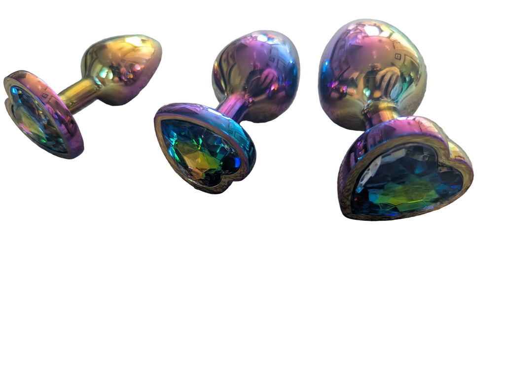 Oil slick iridescent diamond butt plug