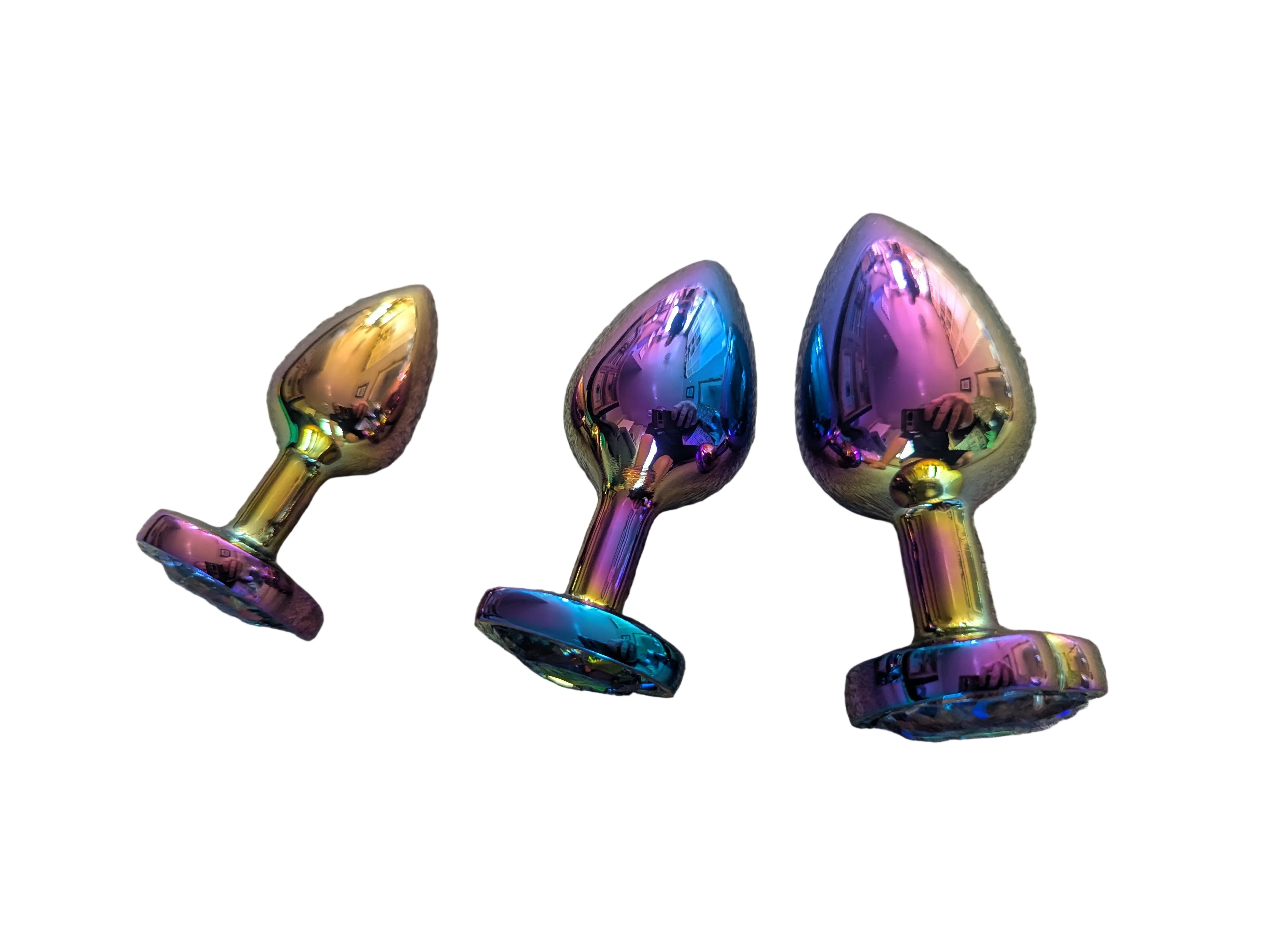 Oil slick iridescent diamond butt plug