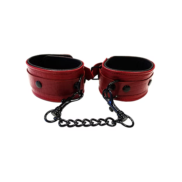 Rouge leather Ankle Cuffs burgundy croc